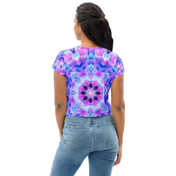 MetaParty Vibes Blue All-Over Print Crop Tee