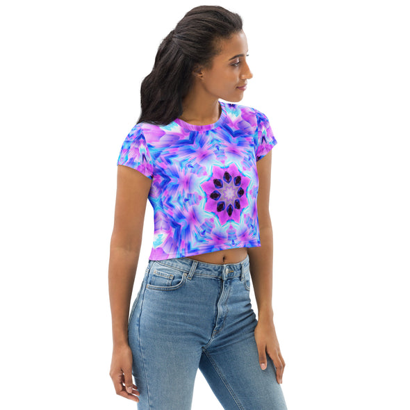 MetaParty Vibes Blue All-Over Print Crop Tee